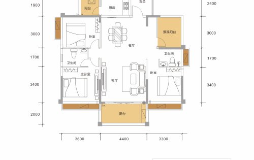 御豪庭在售户型131，价格优惠，户型方正，正南朝向(图1)