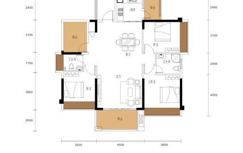 御豪庭在售户型134，价格优惠，户型方正，正面朝南，两梯三户(图1)