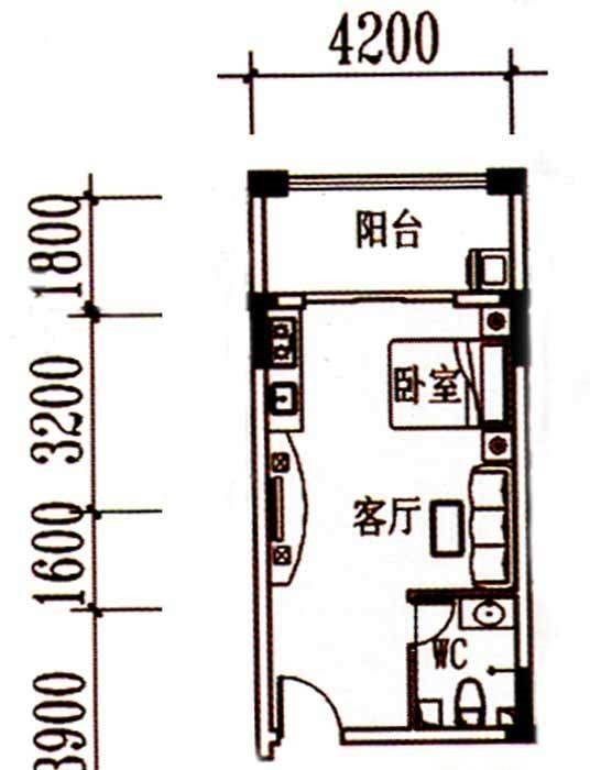 0室1厅1卫1厨 