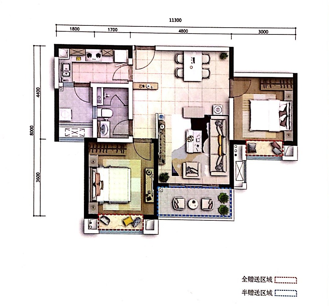 0室2厅1卫1厨 